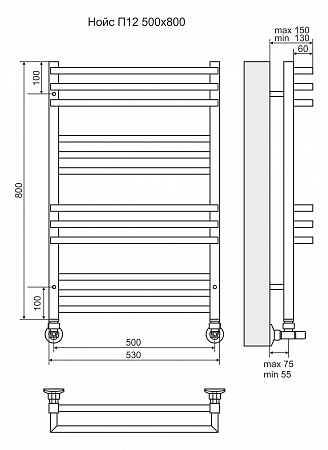 Нойс П12 500х800 Полотенцесушитель  TERMINUS Анадырь - фото 3