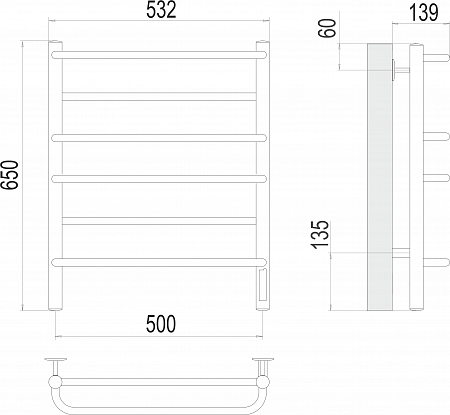 Евромикс П6 500х650 Электро (quick touch) Полотенцесушитель  TERMINUS Анадырь - фото 3