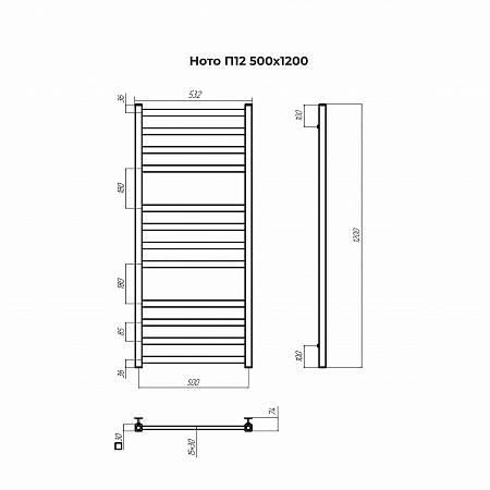 Ното П12 500х1200 Полотенцесушитель TERMINUS Анадырь - фото 3