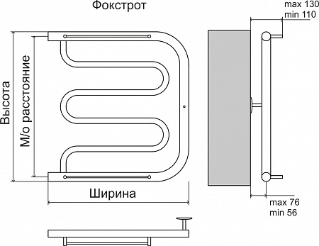 Фокстрот AISI 32х2 500х500 Полотенцесушитель  TERMINUS Анадырь - фото 3