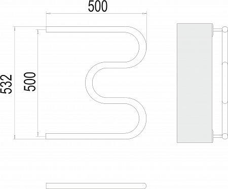 М-обр AISI 32х2 500х500 Полотенцесушитель  TERMINUS Анадырь - фото 3