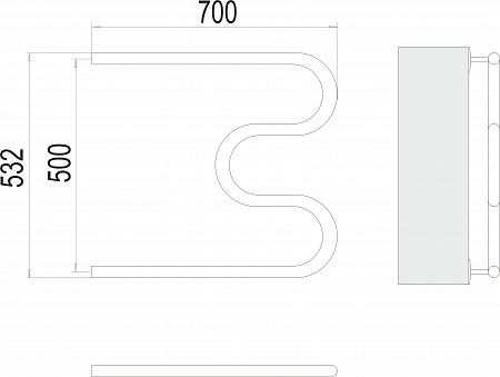 М-обр AISI 32х2 500х700 Полотенцесушитель  TERMINUS Анадырь - фото 3