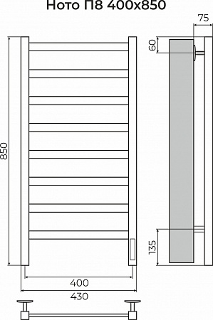 Ното П8 400х850 Электро (quick touch) Полотенцесушитель TERMINUS Анадырь - фото 3