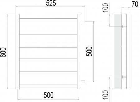 Вега П6 500х600 бп500 Полотенцесушитель  TERMINUS Анадырь - фото 3