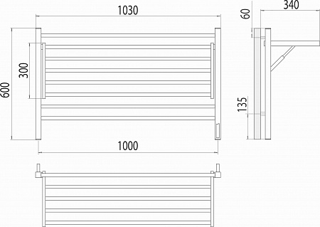 Горизонт П8 1000х600 электро КС ЧЕРНЫЙ МУАР (sensor quick touch) Полотенцесушитель TERMINUS Анадырь - фото 5